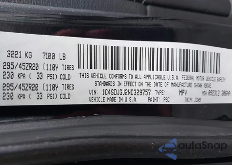 2022 Dodge Durango Srt 392 Awd from USA, damaged, VIN 1C4SDJGJXNC129757